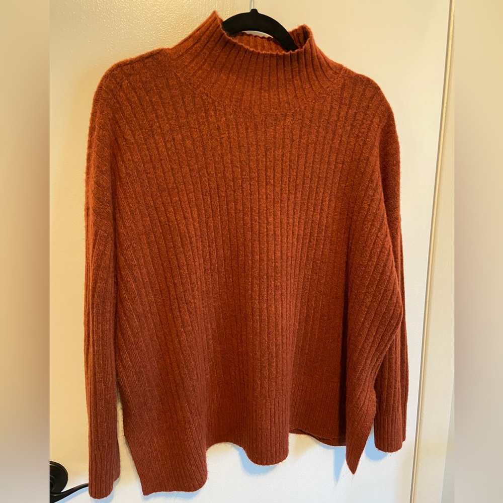 Loft Orange Pullover Mockneck Sweater